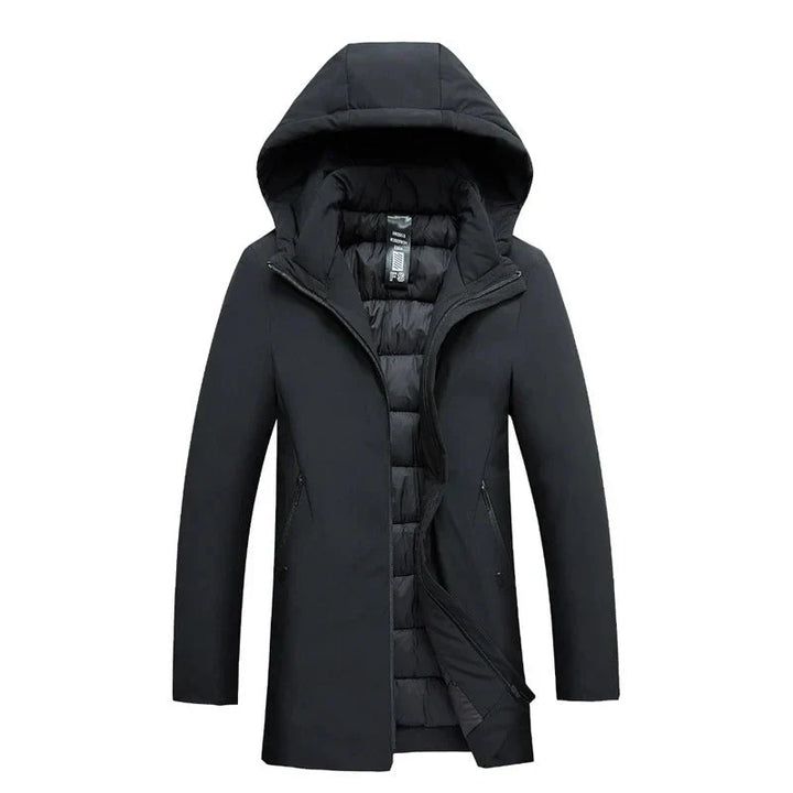 Manteau Long Zippé à Capuche Homme