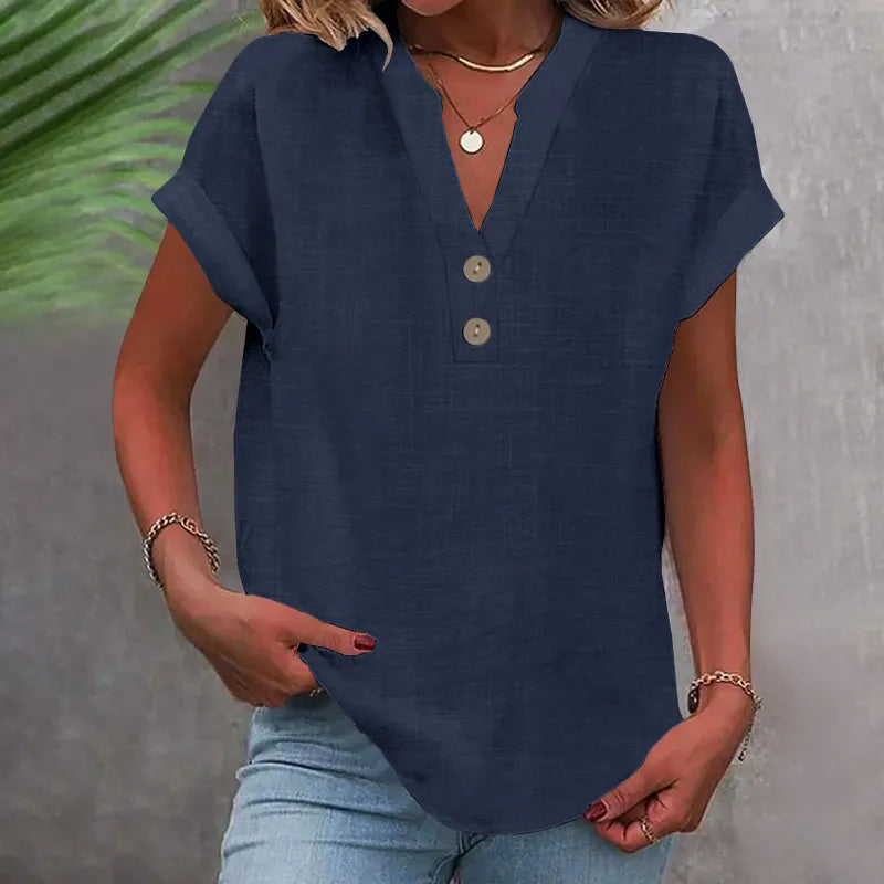 Blouse Col V Décontractée Femme