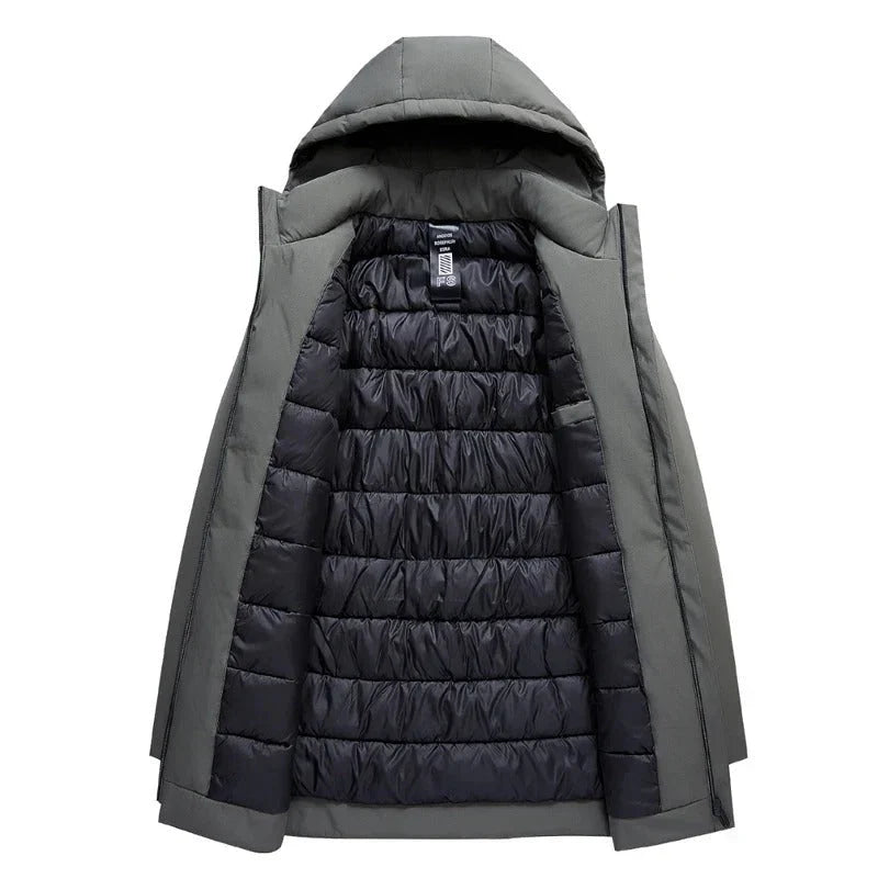 Manteau Long Zippé à Capuche Homme