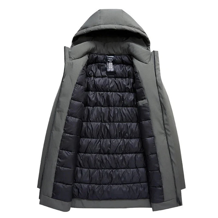 Manteau Long Zippé à Capuche Homme