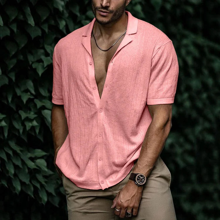 Chemise Texturée Manches Courtes Homme