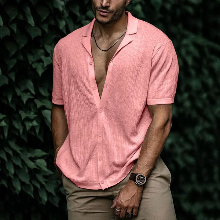 Chemise Texturée Manches Courtes Homme