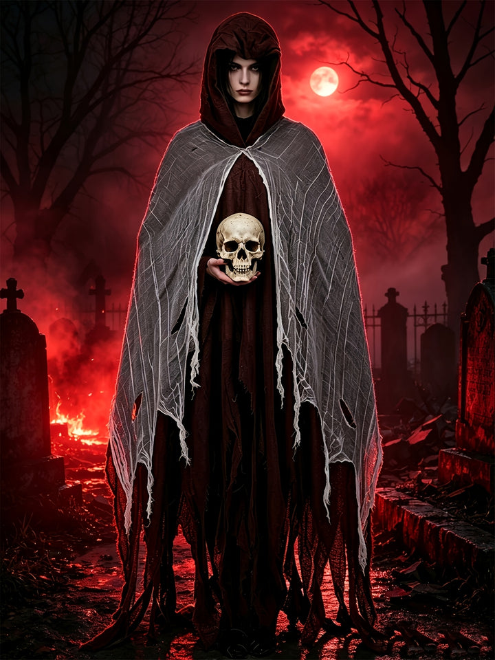 Cape Halloween à Capuche Effet Déchiré Homme
