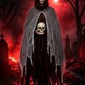 Cape Halloween à Capuche Effet Déchiré Homme