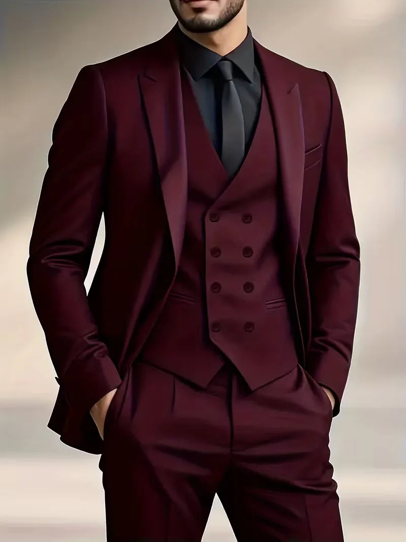 Costume Avec Gilet Croisé Et Revers Pointus Homme