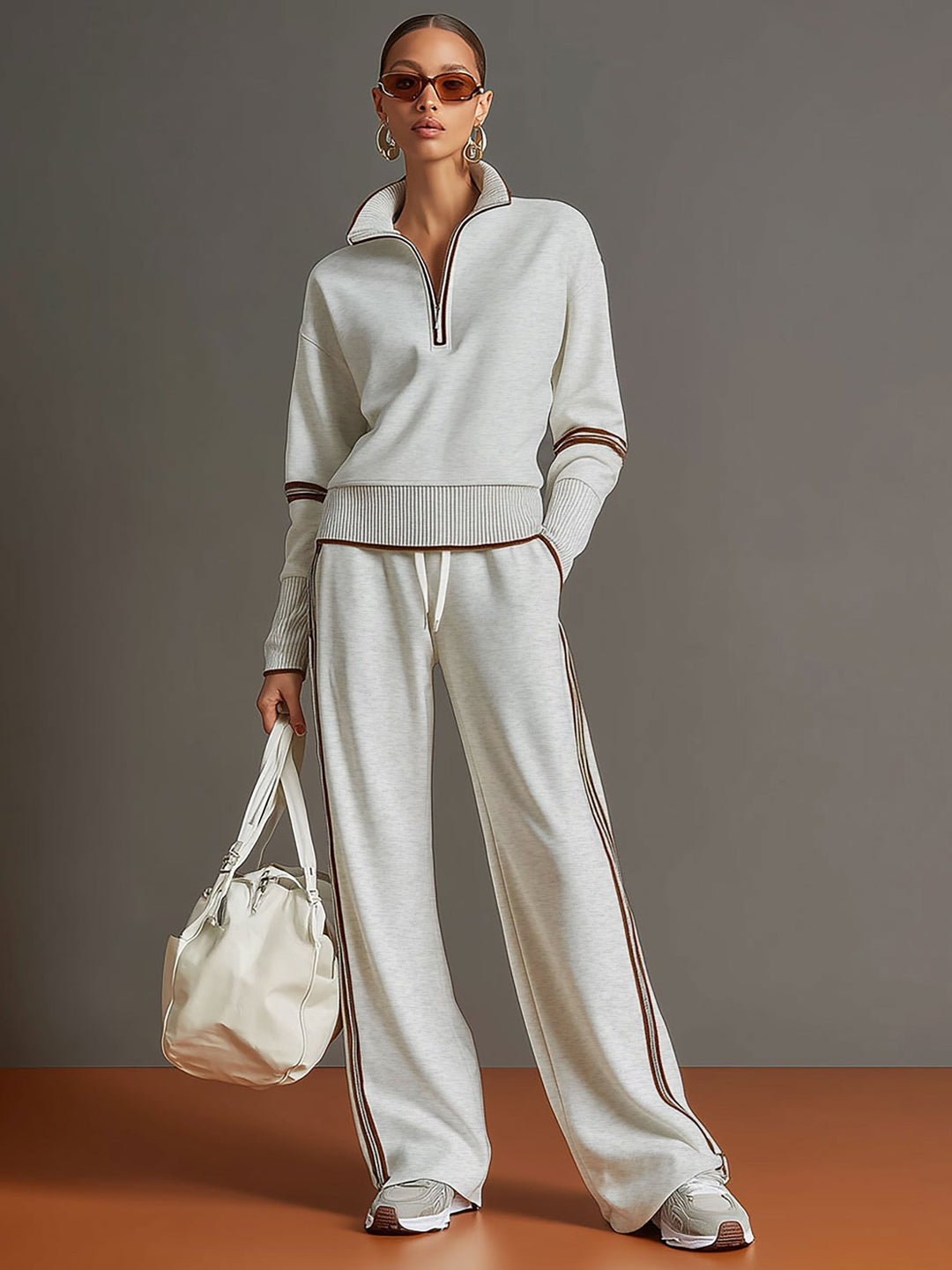 Ensemble avec Pull Zippé et Pantalon Femme