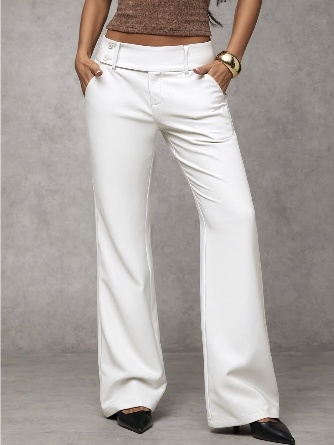 Pantalon Large Taille Haute Femme