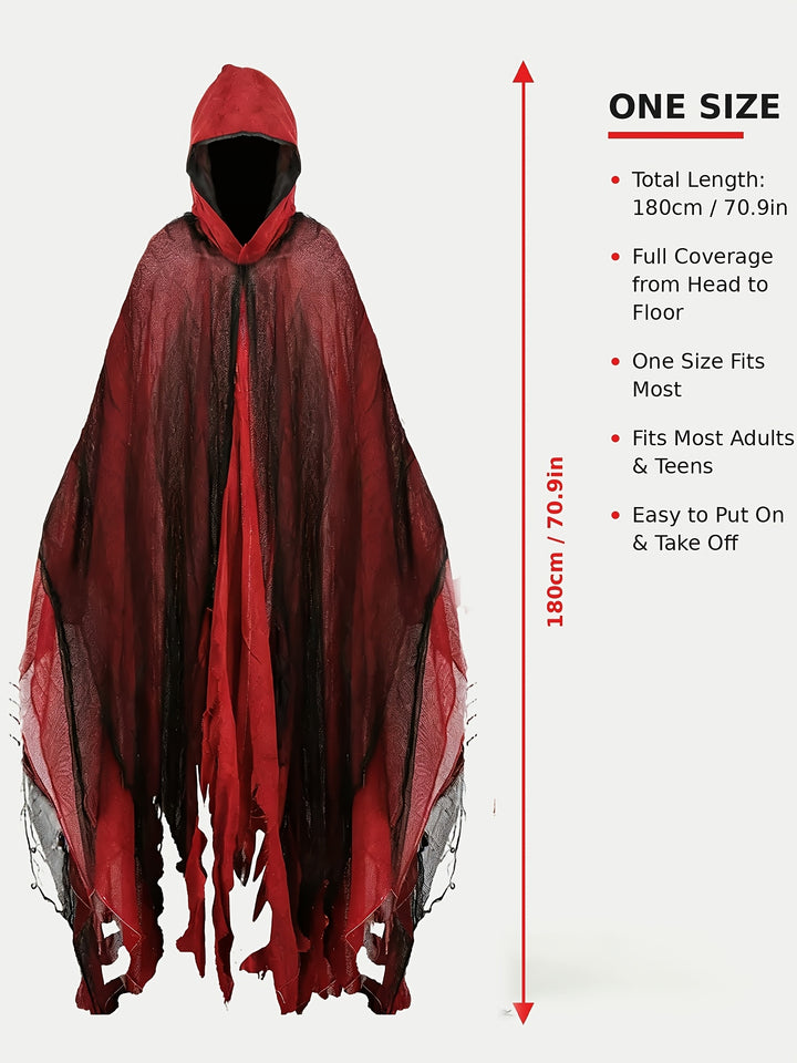 Cape Halloween à Capuche Effet Déchiré Homme