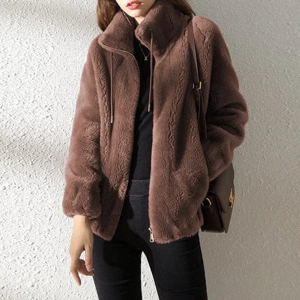 Veste Courte Zippée À Col Montant Femme