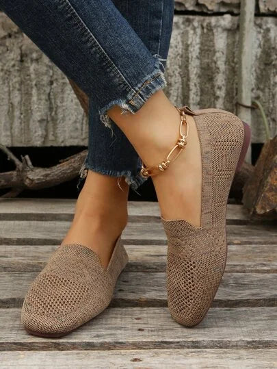 Ballerines En Maille Bout Carré Femme