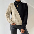Pull Bicolore Col Montant Femme