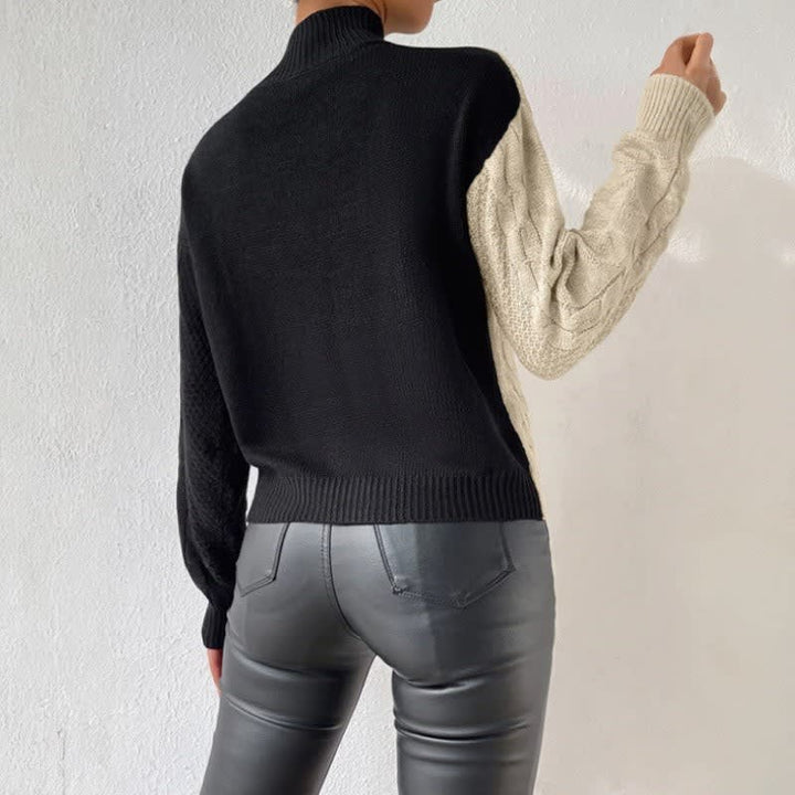 Pull Bicolore Col Montant Femme