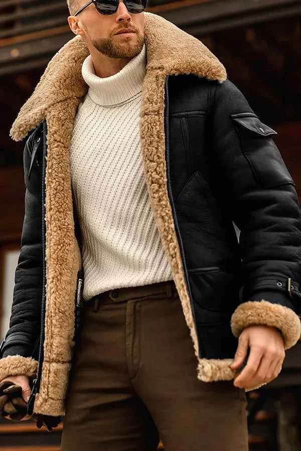 Blouson Court à Col Duveteux Homme