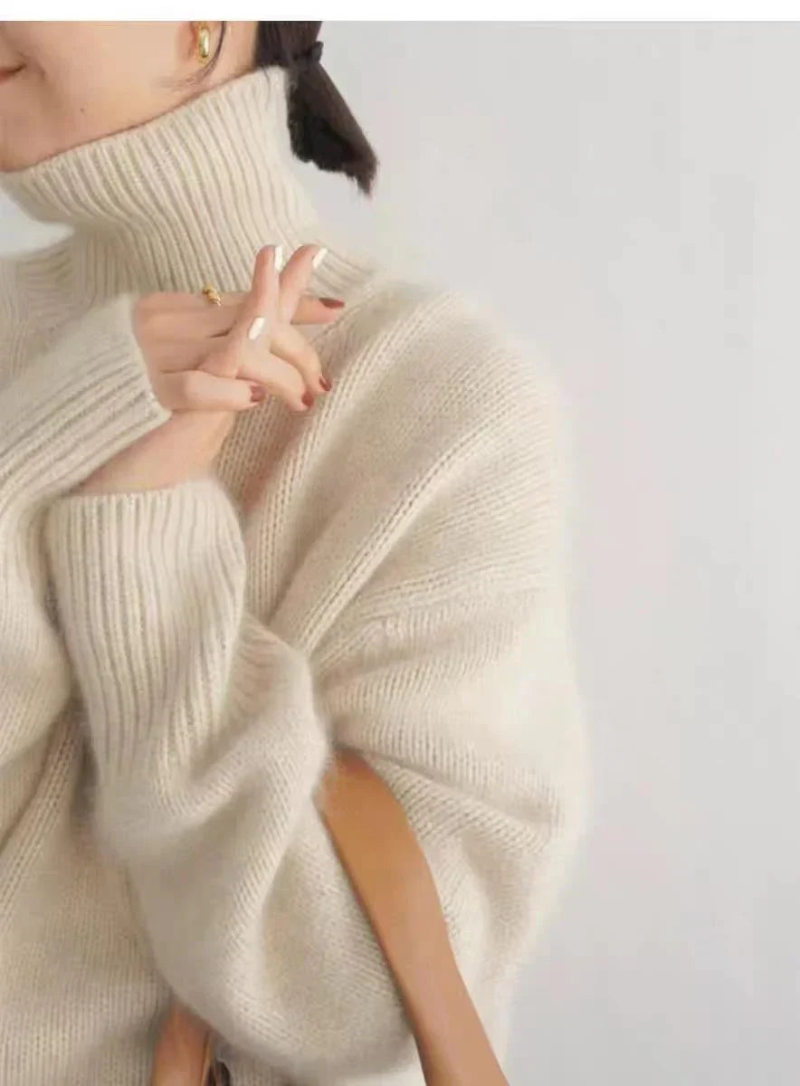Pull Col Roulé Coupe Ample Femme