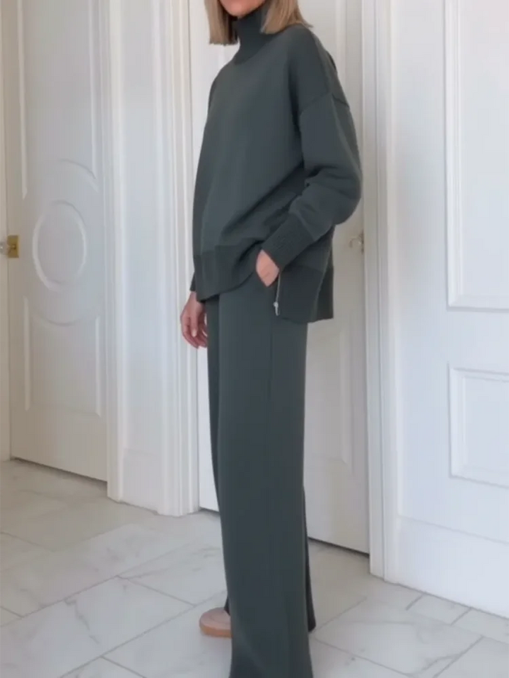 Ensemble Col Roulé Et Pantalon Large Femme