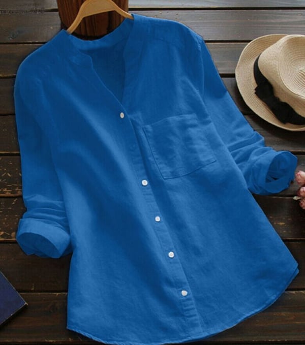 Chemisier Col Mao Casual Femme