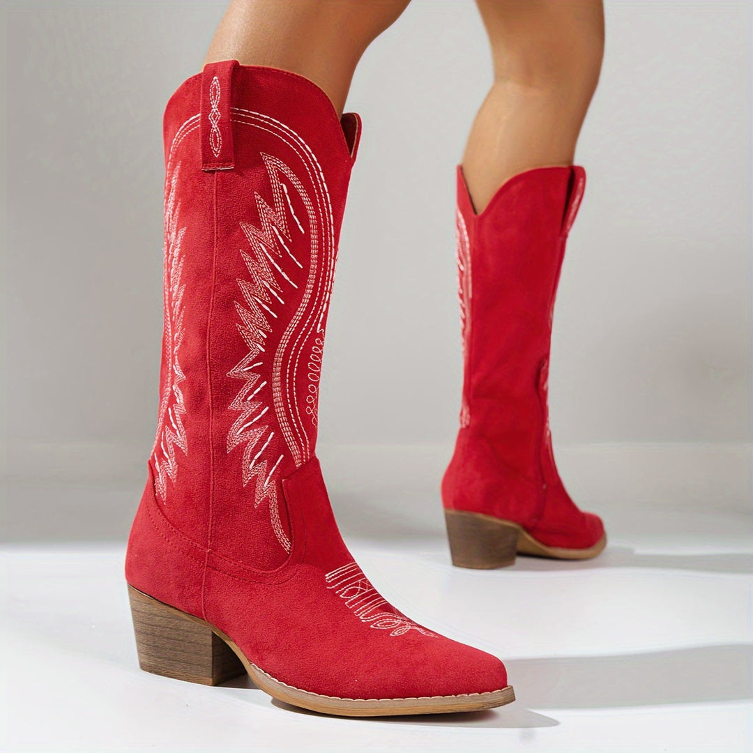 Bottes Western Hautes Brodées Femme