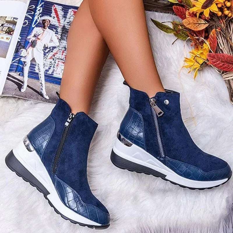 Bottines Zippées à Semelle Compensée Femme