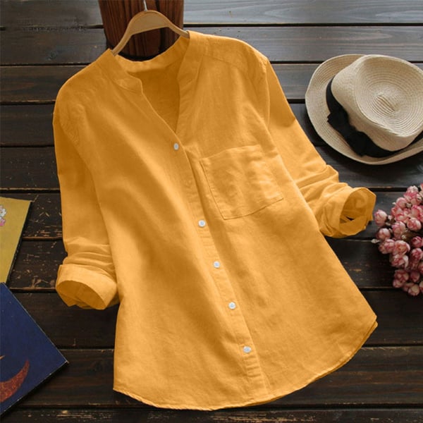 Chemisier Col Mao Casual Femme