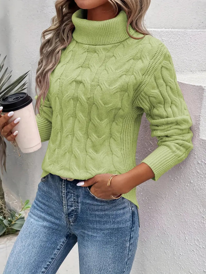 Pull Torsadé Col Roulé Femme