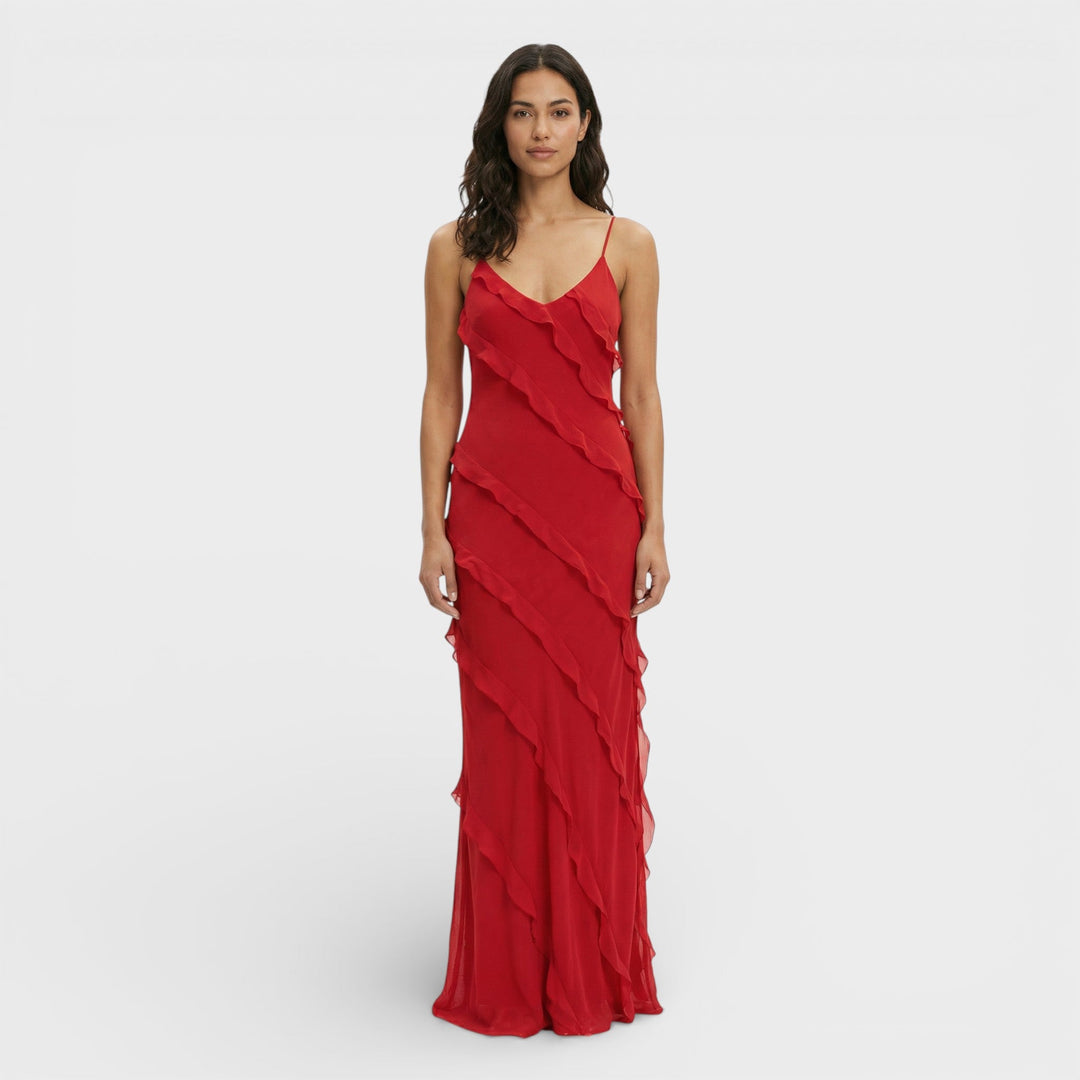 Robe Longue À Volants Femme