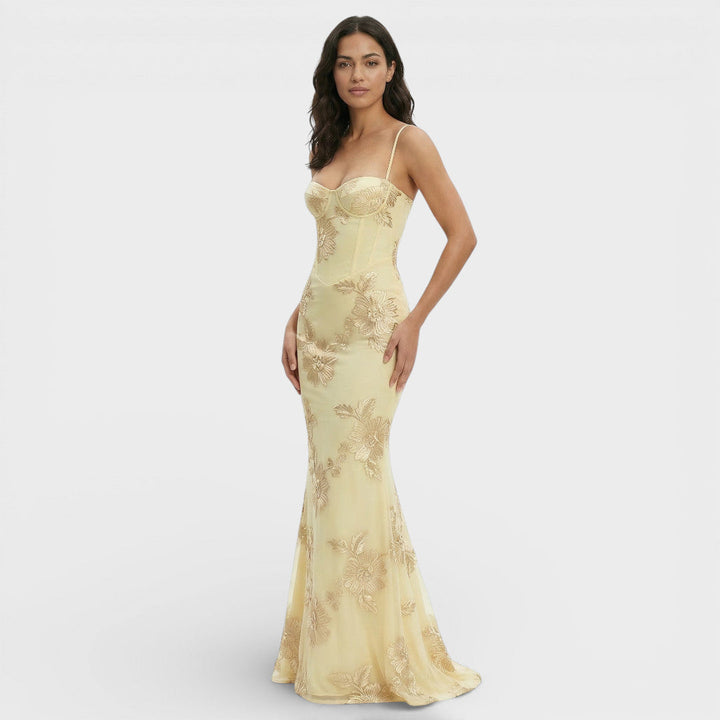 Robe Longue Sirène Brodée Femme