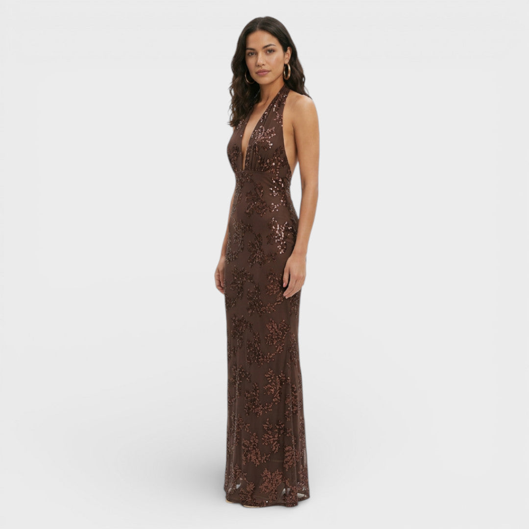 Robe Longue Pailletée Dos Nu Femme