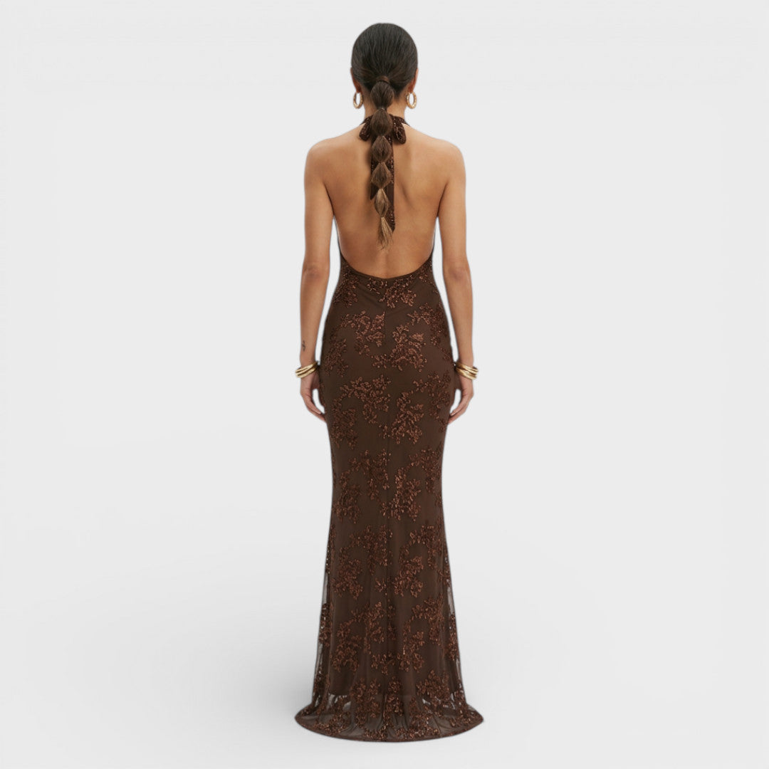 Robe Longue Pailletée Dos Nu Femme