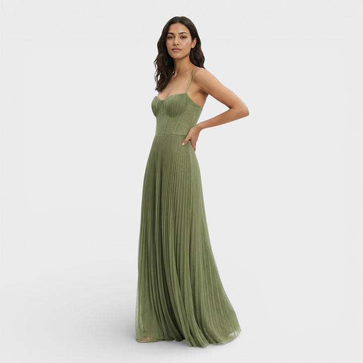 Robe Longue Plissée Corset Femme