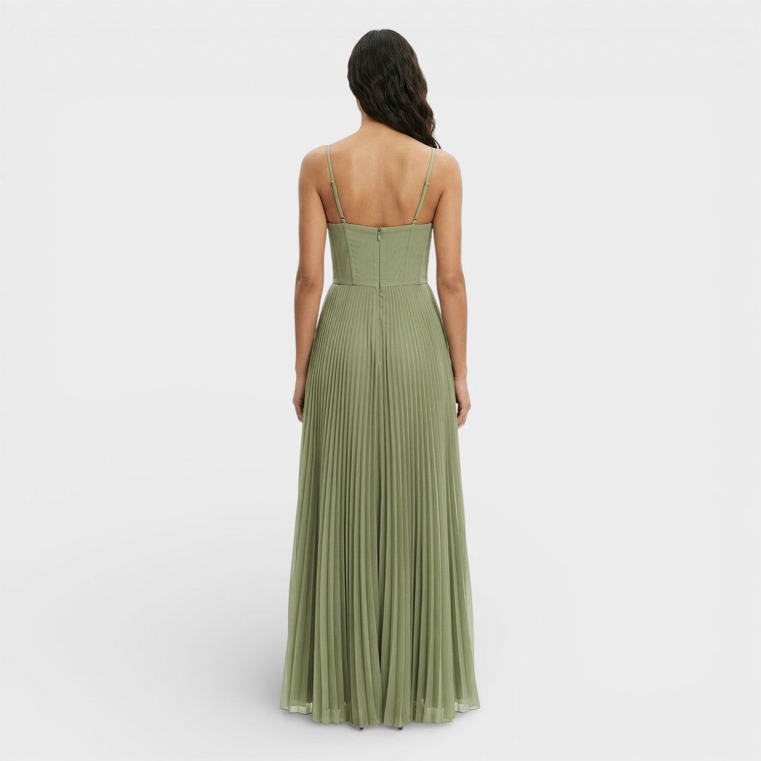 Robe Longue Plissée Corset Femme