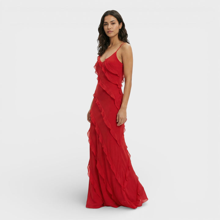 Robe Longue À Volants Femme