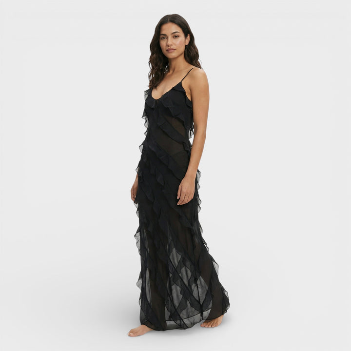 Robe Longue À Volants Femme