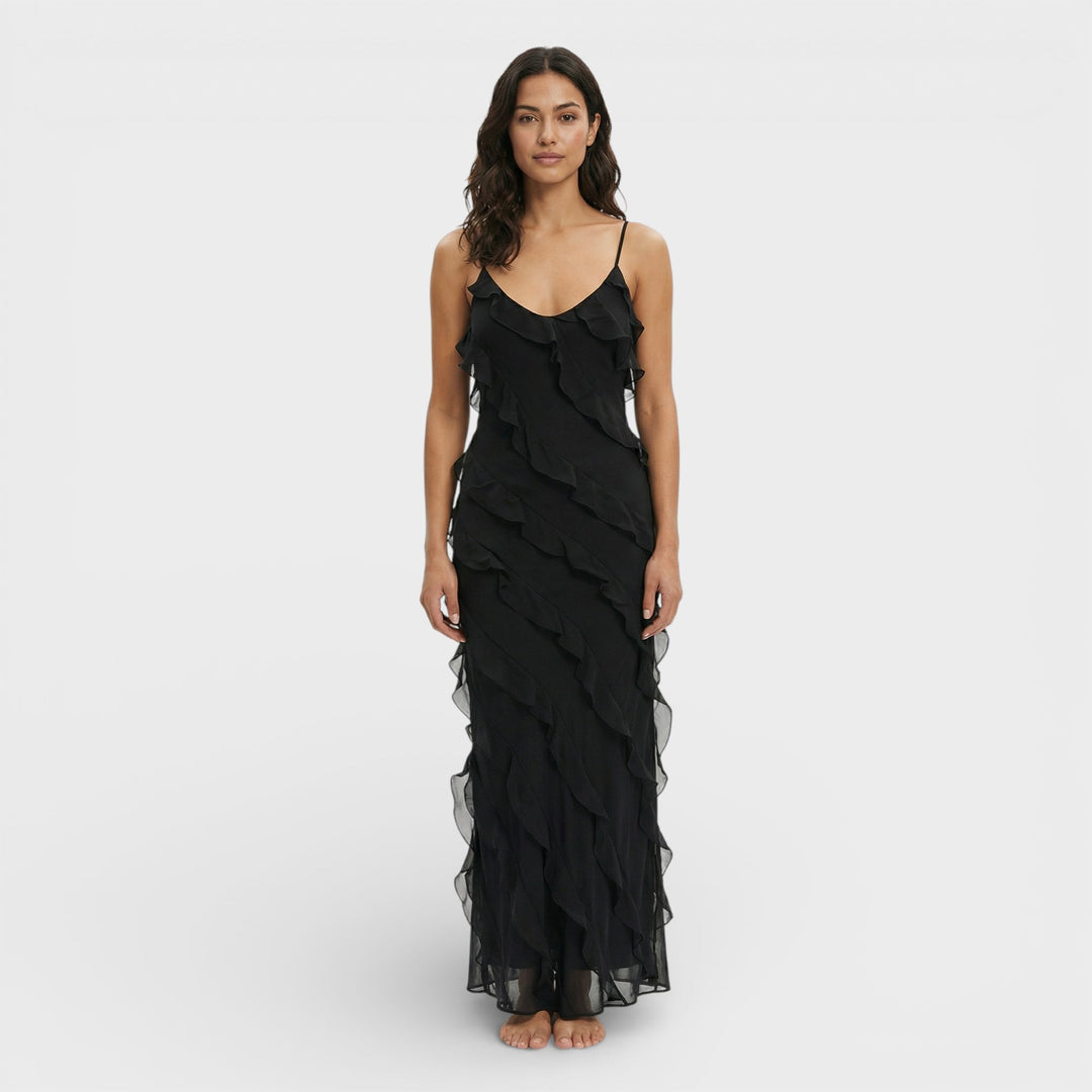 Robe Longue À Volants Femme