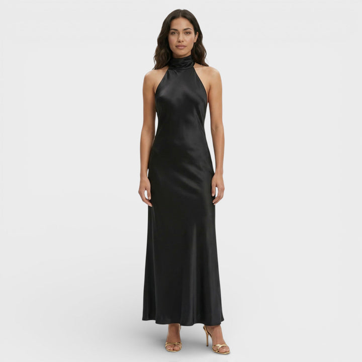 Robe Longue Satinée Halter Femme