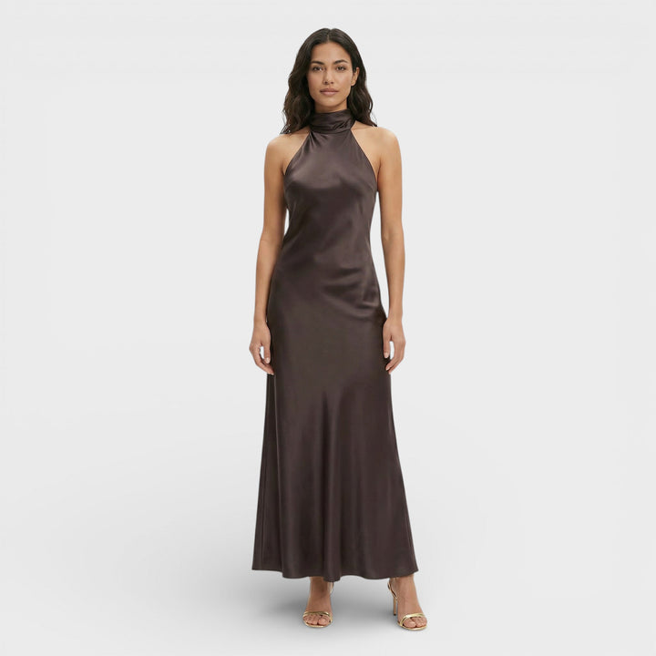 Robe Longue Satinée Halter Femme