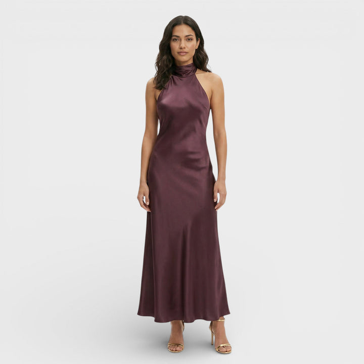 Robe Longue Satinée Halter Femme