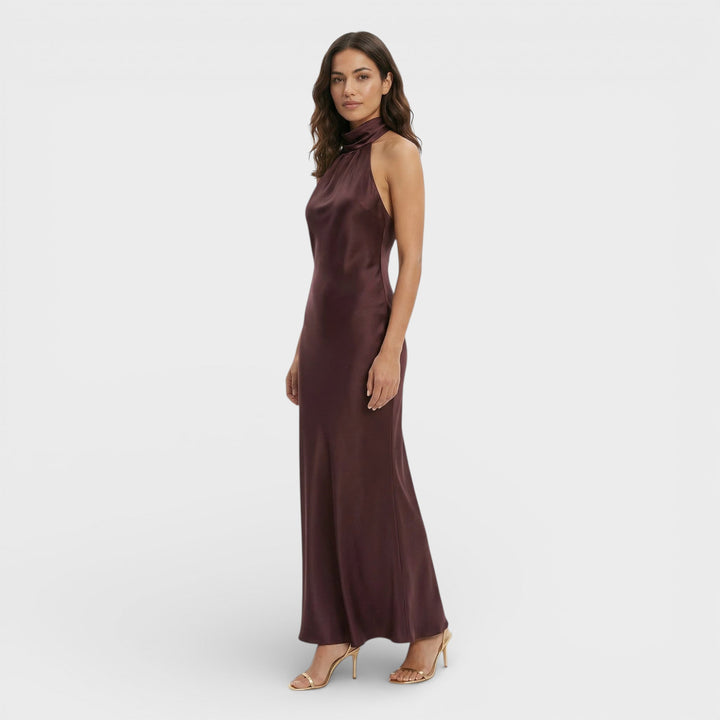 Robe Longue Satinée Halter Femme