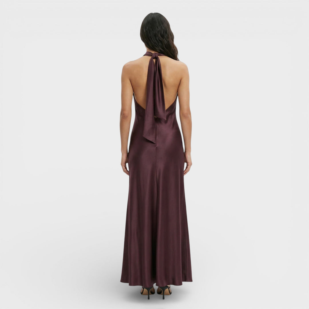 Robe Longue Satinée Halter Femme