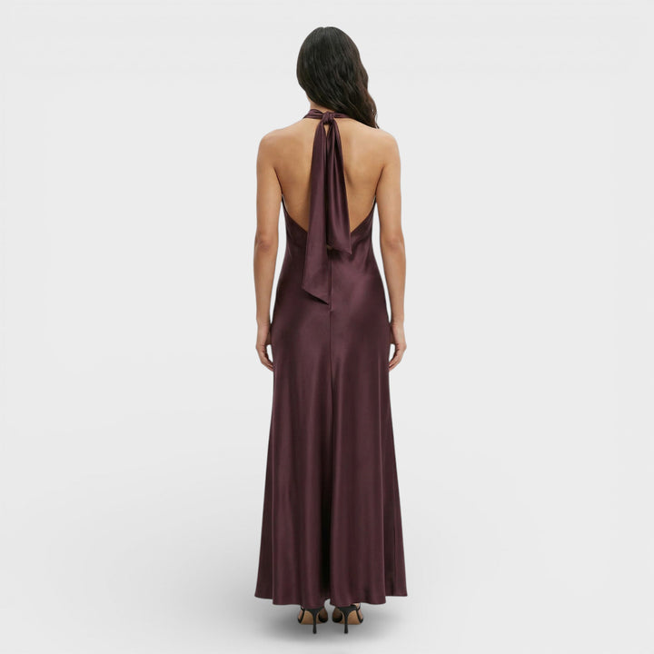 Robe Longue Satinée Halter Femme