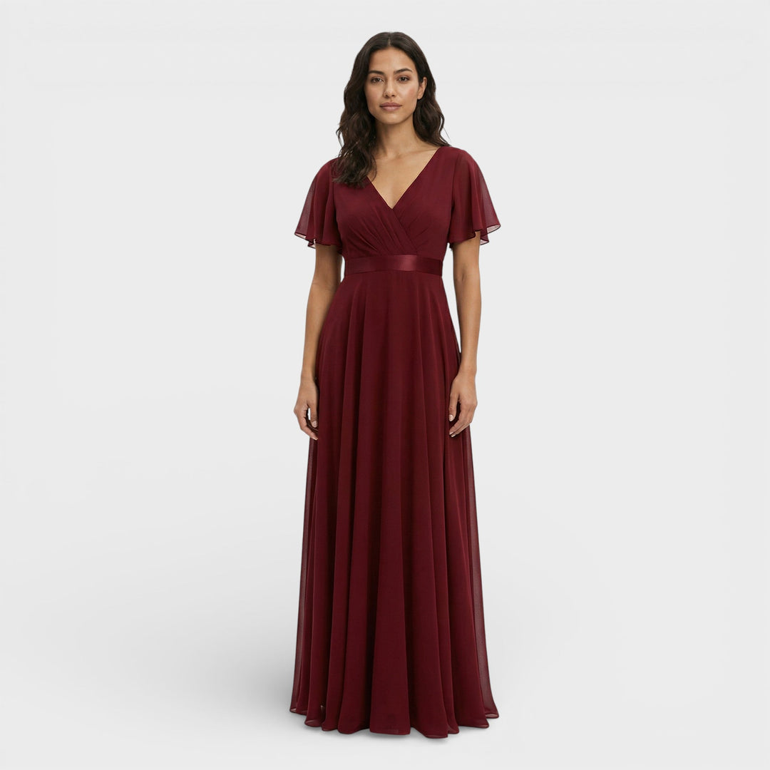 Robe Longue Fluide Manches Volantes Femme