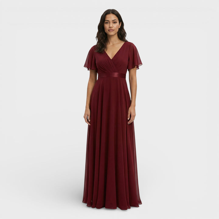 Robe Longue Fluide Manches Volantes Femme