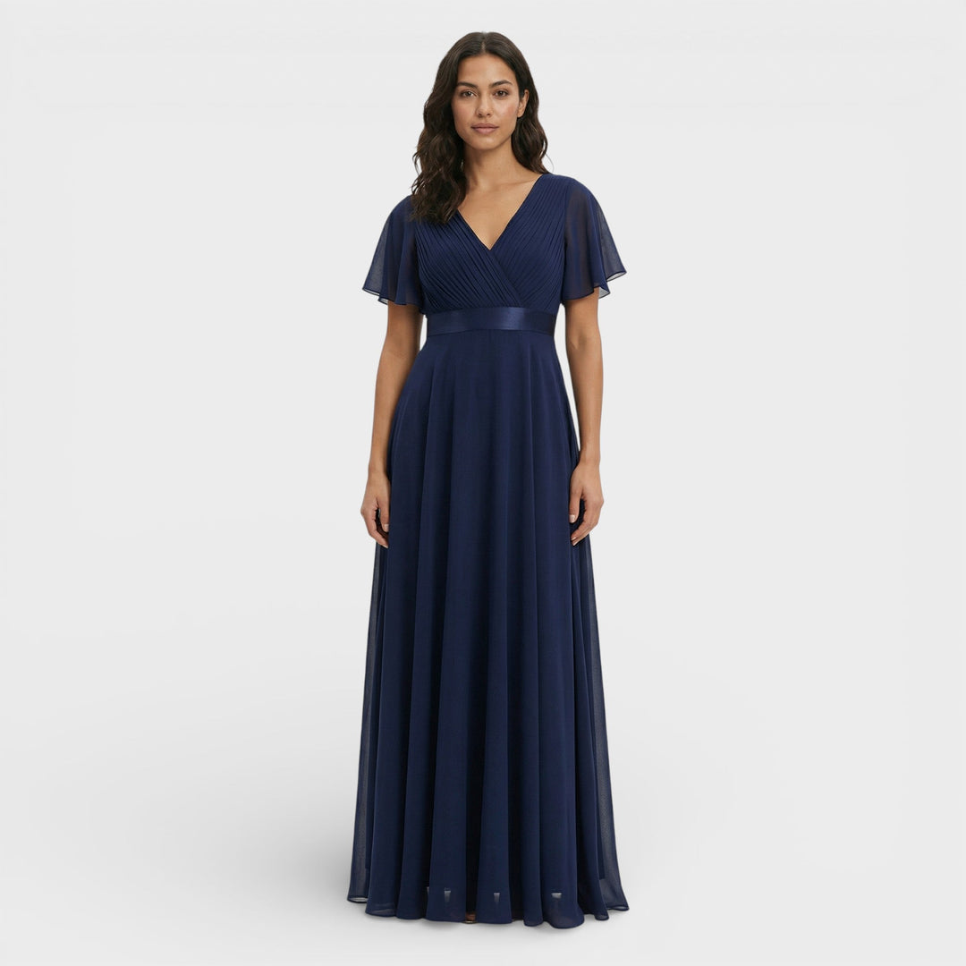 Robe Longue Fluide Manches Volantes Femme