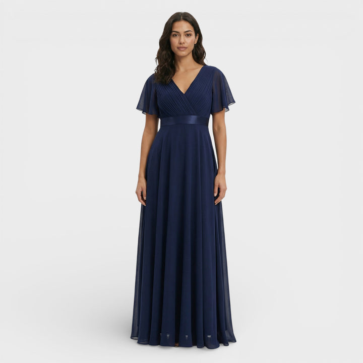 Robe Longue Fluide Manches Volantes Femme