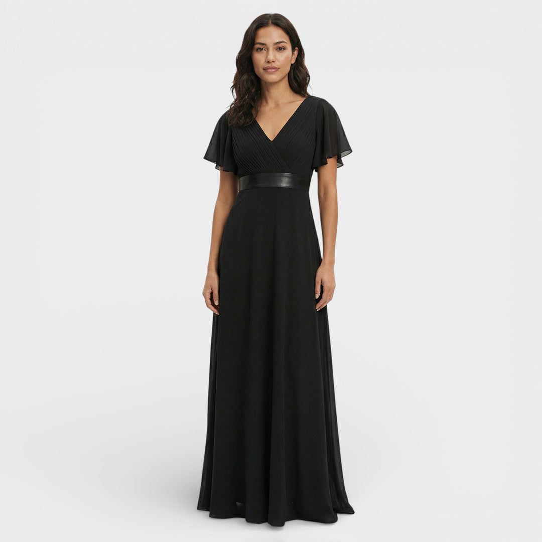 Robe Longue Fluide Manches Volantes Femme