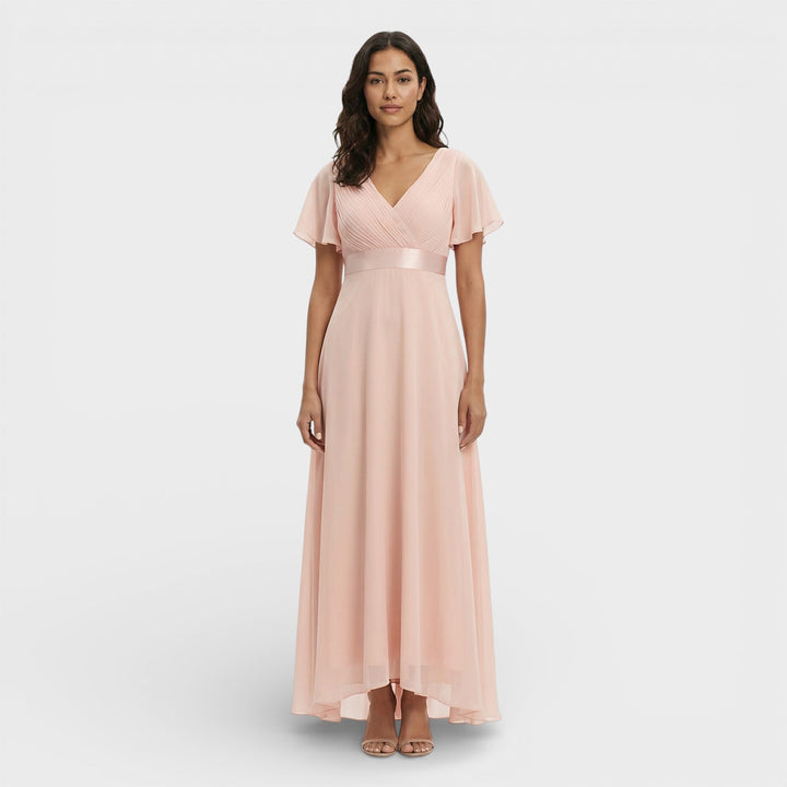 Robe Longue Fluide Manches Volantes Femme