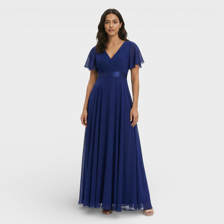 Robe Longue Fluide Manches Volantes Femme