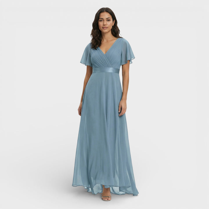 Robe Longue Fluide Manches Volantes Femme