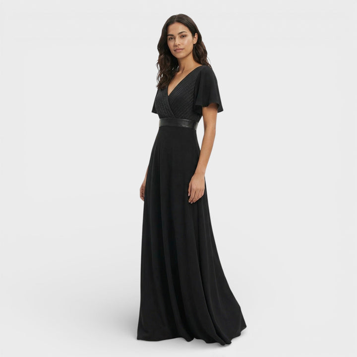 Robe Longue Fluide Manches Volantes Femme