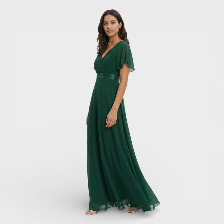 Robe Longue Fluide Manches Volantes Femme