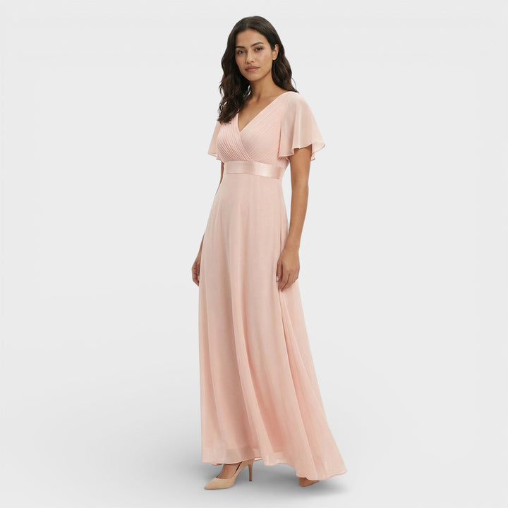 Robe Longue Fluide Manches Volantes Femme